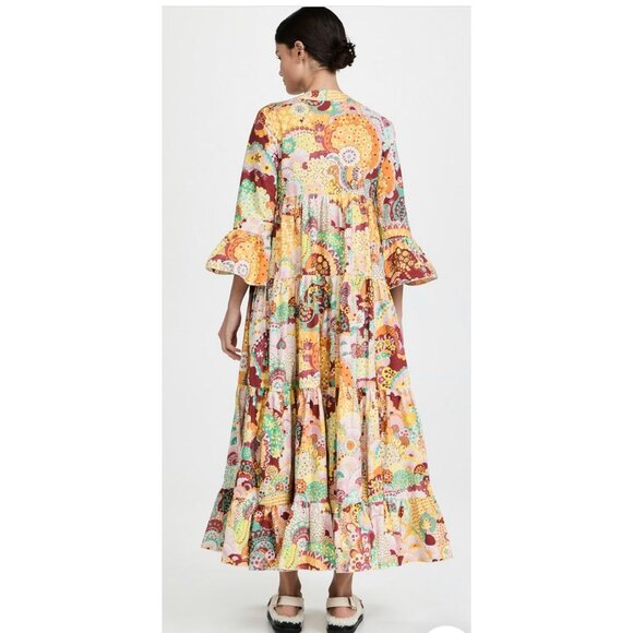 LA DOUBLEJ Jennifer Jane Holi Floral-Print Tiered Poplin Midi Dress - Picture 2 of 12
